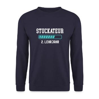 Stuckateur Ausbildung 2 Lehrjahr 2. Lehre Jahr - Unisex Pullover - Navy - Vorne - Alina (178cm) & Michal (187cm)