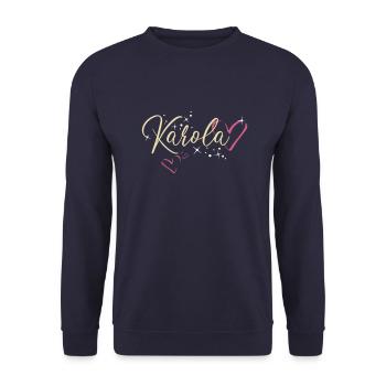 Karola Name Vorname Kalligrafieherz - Unisex Pullover - Navy - Vorne - Alina (178cm) & Michal (187cm)