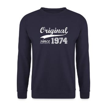 Vintage 1974 Retro Pseudo Collection - Unisex Pullover - Navy - Vorne - Alina (178cm) & Michal (187cm)