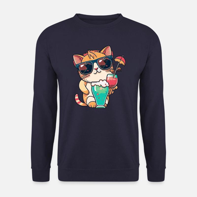 Sommer-Coolness: Katze mit Sonnenbrille - Unisex Pullover - Navy