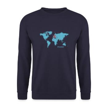 dresden carte du monde - Sweat-shirt Unisexe - marine - Devant - Alina (178cm) & Michal (187cm)