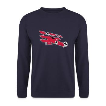 Fokker Airplane Flugzeug Roter Baron Red World War - Unisex Sweatshirt - navy - Front - Alina (178cm) & Michal (187cm)