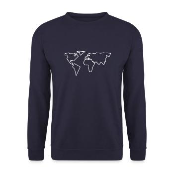 Carte du monde fortement stylisée, géographie - Sweat-shirt Unisexe - marine - Devant - Alina (178cm) & Michal (187cm)