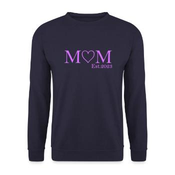 mom est 2023 - Unisex Pullover - Navy - Vorne - Alina (178cm) & Michal (187cm)