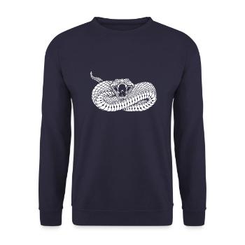 Schlange - weiß - Unisex Pullover - Navy - Vorne - Alina (178cm) & Michal (187cm)