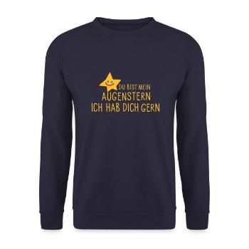 Augenstern Liebe Spruch - Unisex Pullover - Navy - Vorne - Alina (178cm) & Michal (187cm)