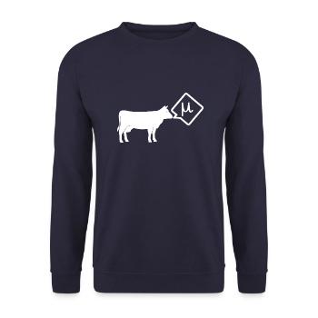 Wissenschaftliche Kuh goes mu - Unisex Pullover - Navy - Vorne - Alina (178cm) & Michal (187cm)