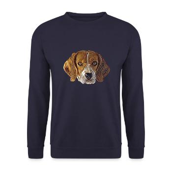 Beagle Face - Unisex Sweatshirt - navy - Front - Alina (178cm) & Michal (187cm)