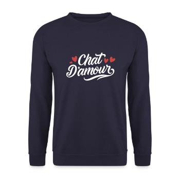 Chat d'amour - Sweat-shirt Unisexe - marine - Devant - Alina (178cm) & Michal (187cm)