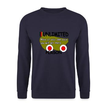 Move at your own pace you will get there - Unisex Pullover - Navy - Vorne - Alina (178cm) & Michal (187cm)