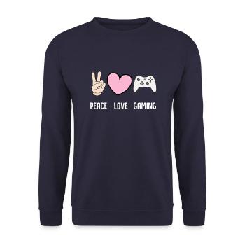 Peace Love Gaming - Unisex Sweatshirt - navy - Front - Alina (178cm) & Michal (187cm)