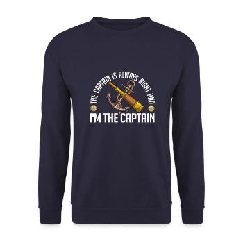 The captain is always right | I am the captain - Unisex Sweatshirt - navy - Front - Alina (178cm) & Michal (187cm)