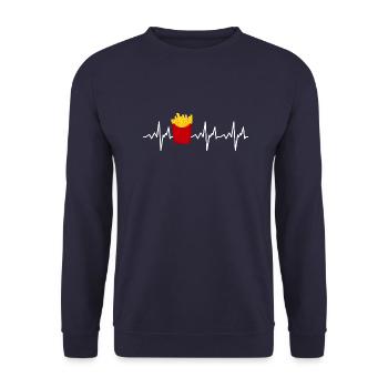 French fries heartbeat ECG food - Unisex Sweatshirt - navy - Front - Alina (178cm) & Michal (187cm)