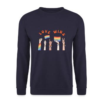 Love wins | Merch Pride - Unisex Sweatshirt - navy - Front - Alina (178cm) & Michal (187cm)