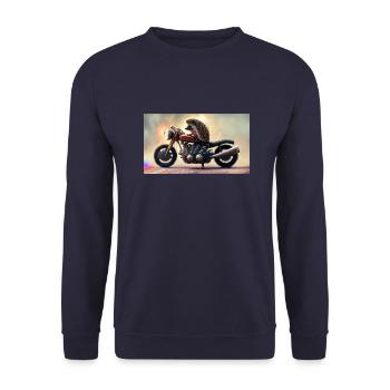 Hedgehog Bike - Unisex Pullover - Navy - Vorne - Alina (178cm) & Michal (187cm)