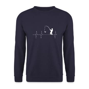 Heartbeat Angler 2 blanc - Sweat-shirt Unisexe - marine - Devant - Alina (178cm) & Michal (187cm)