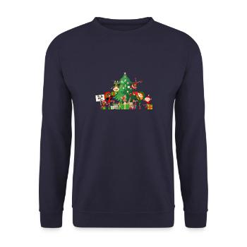 Weihnachten - Tannenbaum - Weihnachtsmann Feiertag - Unisex Pullover - Navy - Vorne - Alina (178cm) & Michal (187cm)