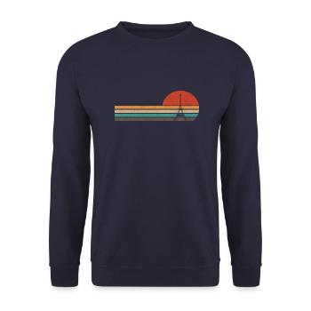 France Eiffel Tower Vintage Retro Paris - Unisex Sweatshirt - navy - Front - Alina (178cm) & Michal (187cm)