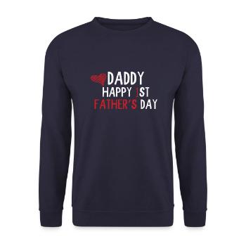 Daddy Happy 1st Fathers Day - Unisex Pullover - Navy - Vorne - Alina (178cm) & Michal (187cm)