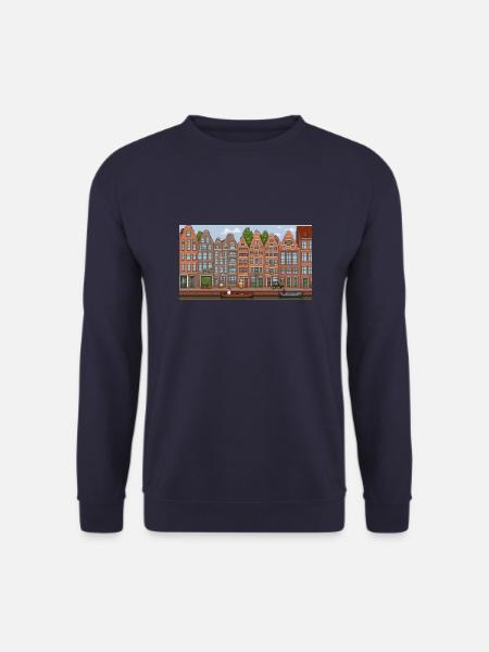 City centre Amsterdam - Pixel Art - Unisex Sweatshirt - navy