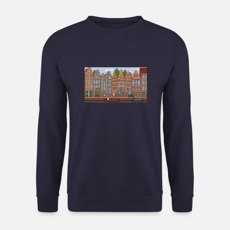 Centrum Amsterdam - Pixel Art - Unisex sweater - marineblå