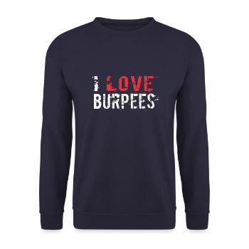 I love Burpees - Unisex Sweatshirt - navy - Front - Alina (178cm) & Michal (187cm)