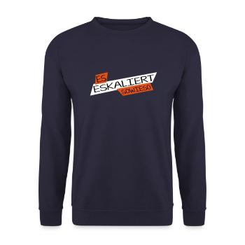 Shirt_EsEskaliert2_vector - Unisex Pullover - Navy - Vorne - Alina (178cm) & Michal (187cm)