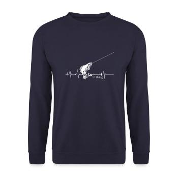 Heartbeat Fishing - Unisex Sweatshirt - navy - Front - Alina (178cm) & Michal (187cm)