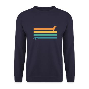 Dackel Dackelhund Vintage Teckel - Unisex Pullover - Navy - Vorne - Alina (178cm) & Michal (187cm)