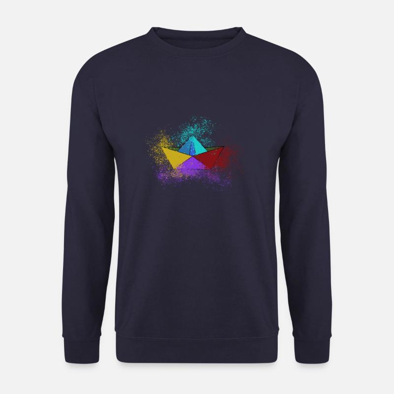 boot,papierschiff,bunt,schiff,graffiti - Unisex Pullover - Navy