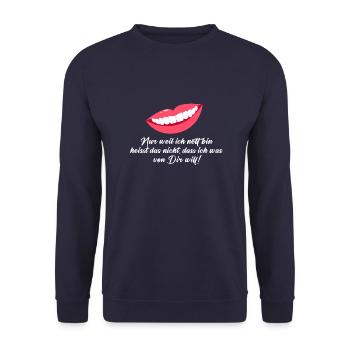 nur weil ich nett bin heisst das nicht.dass ich wa - Unisex Pullover - Navy - Vorne - Alina (178cm) & Michal (187cm)