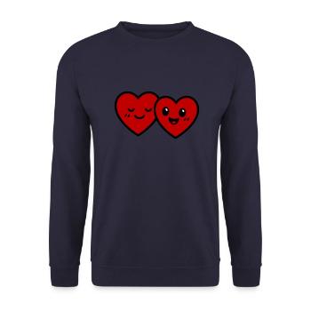 Herzen Paar Liebe - Unisex Pullover - Navy - Vorne - Alina (178cm) & Michal (187cm)