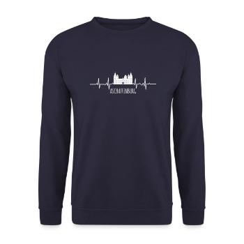 Aschaffenburg Herzschlag - Unisex Pullover - Navy - Vorne - Alina (178cm) & Michal (187cm)
