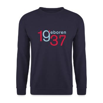 Jahrgang 1937 geboren - Unisex Pullover - Navy - Vorne - Alina (178cm) & Michal (187cm)