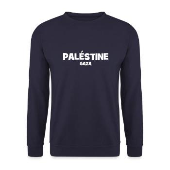 Palestine - Gaza - Arabia - palestinian Palestina - Sweat-shirt Unisexe - marine - Devant - Alina (178cm) & Michal (187cm)