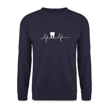 Zahnarzt Zahn Herzschlag - Unisex Pullover - Navy - Vorne - Alina (178cm) & Michal (187cm)