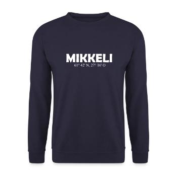 Mikkeli - Finland - Coordinates - Longitude - Unisex Sweatshirt - navy - Front - Alina (178cm) & Michal (187cm)