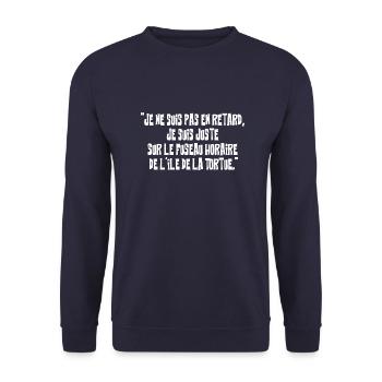 Je ne suis pas en retard - Sweat-shirt Unisexe - marine - Devant - Alina (178cm) & Michal (187cm)