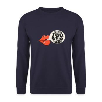 WISH YOU WERRE HERE ,TU ME MANQUE MON AMOUR - Sweat-shirt Unisexe - marine - Devant - Alina (178cm) & Michal (187cm)