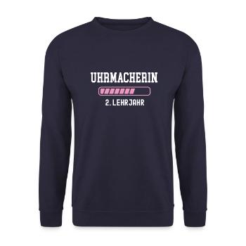 Uhrmacherin Ausbildung 2 Lehrjahr 2. Jahr Lehre - Unisex Pullover - Navy - Vorne - Alina (178cm) & Michal (187cm)