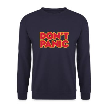 Don't Panic 2zeilig - Unisex Pullover - Navy - Vorne - Alina (178cm) & Michal (187cm)