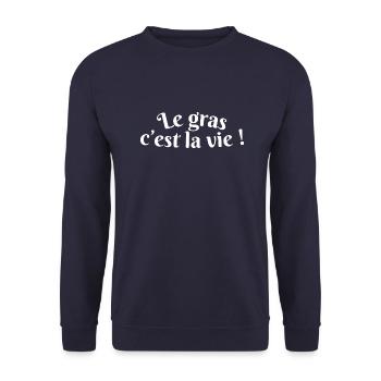 le gras c est la vie (blanc) - Sweat-shirt Unisexe - marine - Devant - Alina (178cm) & Michal (187cm)