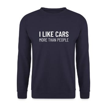 J'aime les voitures plus que les gens - Sweat-shirt Unisexe - marine - Devant - Alina (178cm) & Michal (187cm)