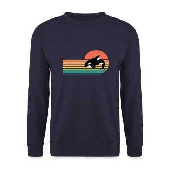 Orca Retro Style Hommes Femmes Nouveauté Vintage Drôle - Sweat-shirt Unisexe - marine - Devant - Alina (178cm) & Michal (187cm)