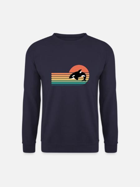 Orca Retro Stil Männer Frauen Neuheit Vintage Lustig - Unisex Pullover - Navy