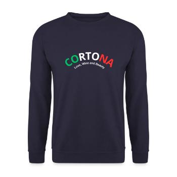 Cortona, love, wine and beauty. - Unisex Sweatshirt - navy - Front - Alina (178cm) & Michal (187cm)