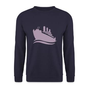 Silhouette de bateau de croisière mer minimaliste - Sweat-shirt Unisexe - marine - Devant - Alina (178cm) & Michal (187cm)