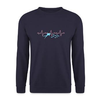 Taucher Herzschlag Tauchen Dive - Unisex Pullover - Navy - Vorne - Alina (178cm) & Michal (187cm)