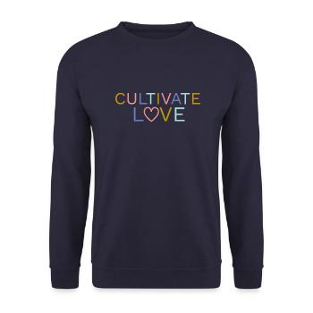 Kultiviere Liebeszitate | Inspirierende Worte - Unisex Pullover - Navy - Vorne - Alina (178cm) & Michal (187cm)