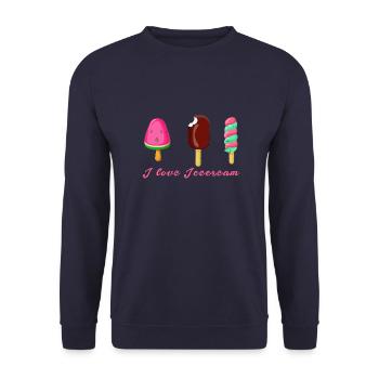 crème glacée, crème glacée, j’adore la crème glacée, crème glacée avec style, glace à l’eau - Sweat-shirt Unisexe - marine - Devant - Alina (178cm) & Michal (187cm)